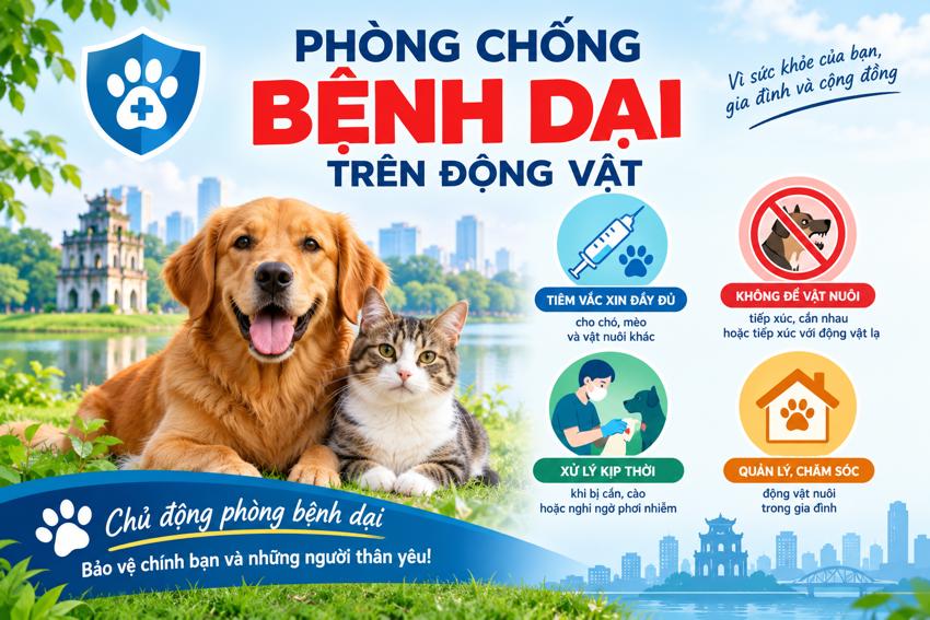 Tăng cường thực hiện đồng bộ các biện pháp phòng, chống bệnh dại động vật trên địa bàn thành phố Hà Nội
